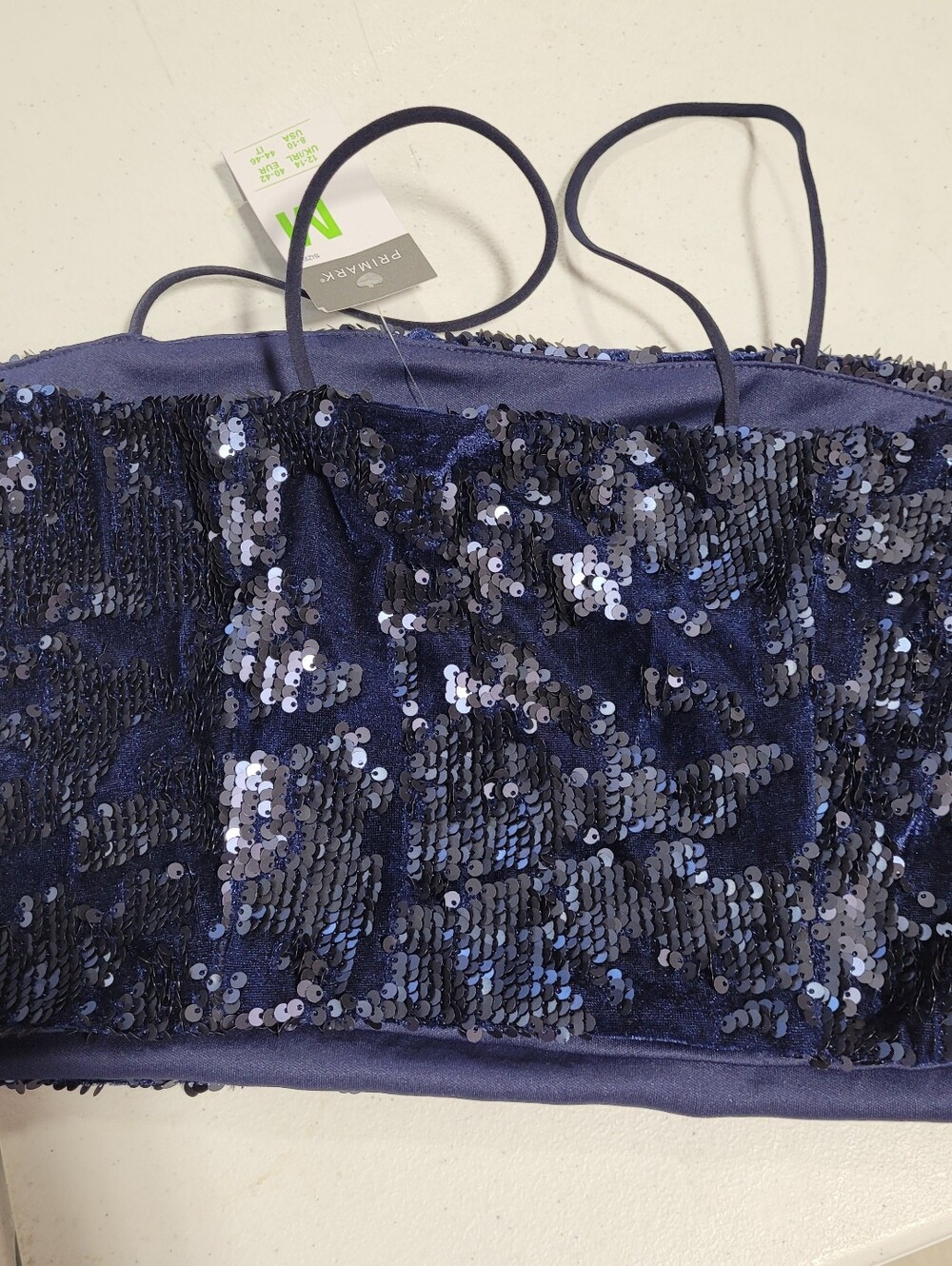Primark Navy Blue Sequin Camisole Crop Top - Picture 3 of 3